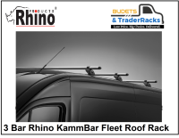 3 Bar Rhino Kammbar Fleet roof bars fitted on to a van roof
